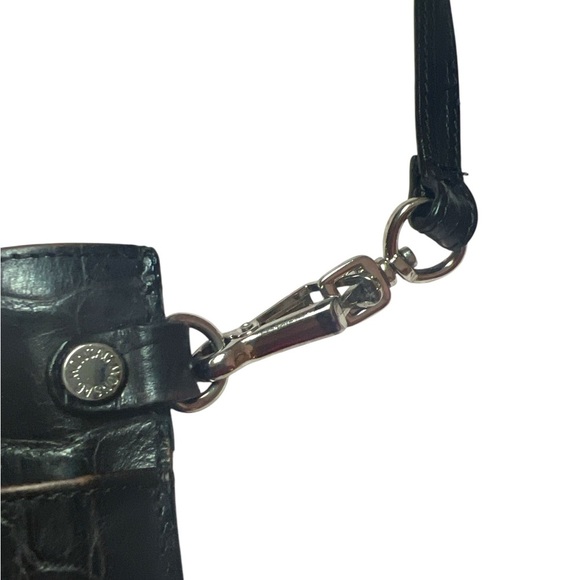 Monsac Black Crocodile-Embossed Leather Bag - Picture 3 of 5